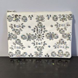ASOS Faux Leather Crystal Flower Clutch Purse
